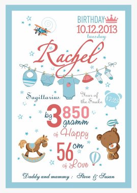 Cartoon template of baby birth certificate clipart