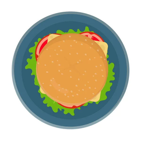  Marullu hamburger, domates, peynir ve pirzola. Düz vektör illüstrasyonu.