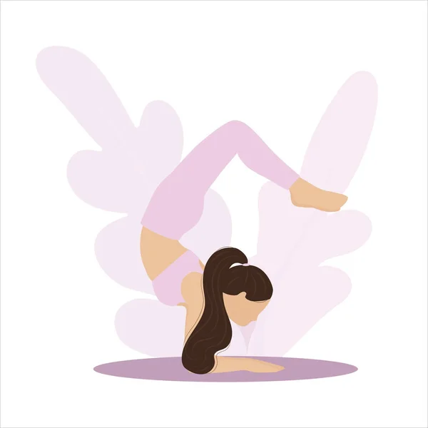 Yoga yapan soyutlanmış genç bir kadın karakter. Scorpio pozu.