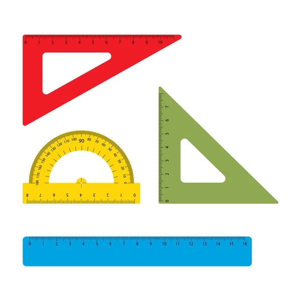 Schoolgereedschap Linialen Vector Set Instrumentlijn Voor Het Meten Instrumentaal Meetliniaal — Stockvector