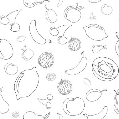 Bir çizgi kesintisiz meyvesiz el çizimi deseni. Kumaş, ambalaj kağıdı, yapıştırma kitabı, duvar kağıdı, pankart, arkaplan ve diğer tasarım için kullanılabilir.