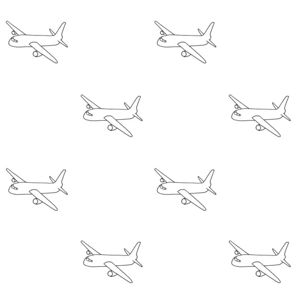 Met Hand Getekend Naadloos Patroon Met Omtrek Vluchten Witte Achtergrond — Stockfoto