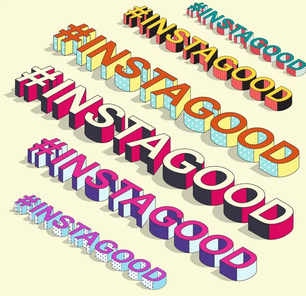 Isometrisk hashtag - instagood. Internet blogga — Stock vektor