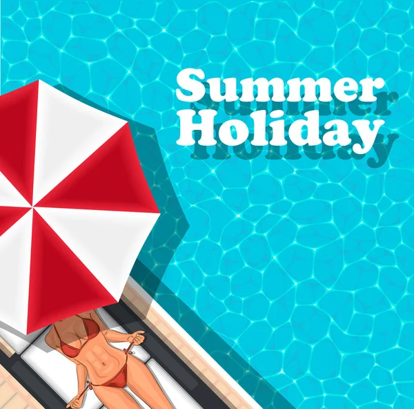 Banner de vacaciones de verano con chica tomando el sol — Archivo Imágenes Vectoriales