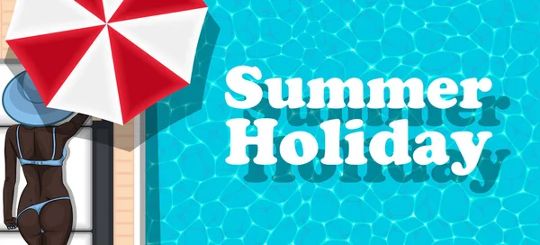 Banner de vacaciones de verano con chica tomando el sol — Archivo Imágenes Vectoriales