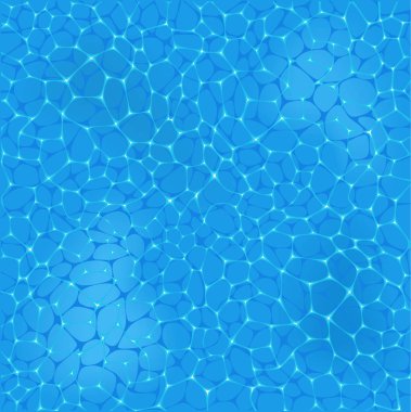 Light blue sea water pattern. Ocean water surface with white foam background. Blue water texture template vector illustration. Swimming pool blue water surface with bright sun light reflections clipart