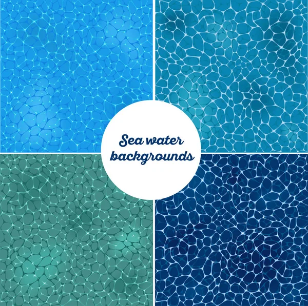 Blue sea water patterns set — Stock Vector