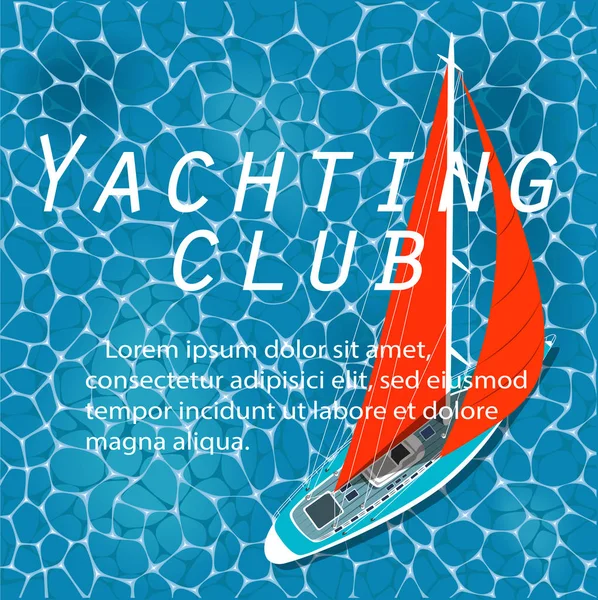 Banner Del Club Náutico Navegación Yate Vista Superior Barco Vela — Archivo Imágenes Vectoriales