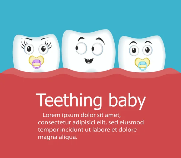 Banner de bebé dentista con dientes — Vector de stock