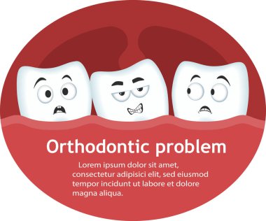 Ortodontik problem afiş diş karakterlerle