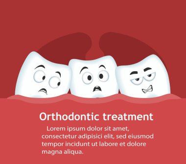 Ortodontik tedavi afiş diş karakterlerle