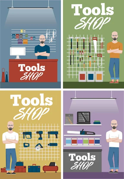 Araçlar Dükkanı afiş enstrümanlar ile — Stok Vektör