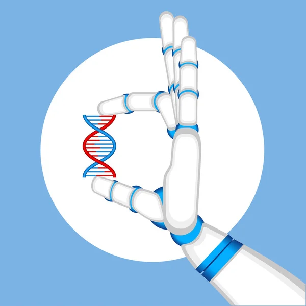 Concepto de ingeniería genética con mano robot — Vector de stock