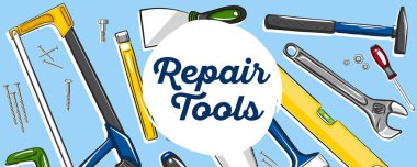 Onarım araçları afiş, el tarzı çizilmiş