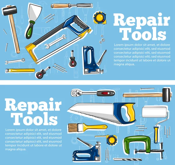 Herramientas Reparación Volantes Estilo Dibujado Mano Vista Superior Mecánica Instrumentos — Archivo Imágenes Vectoriales