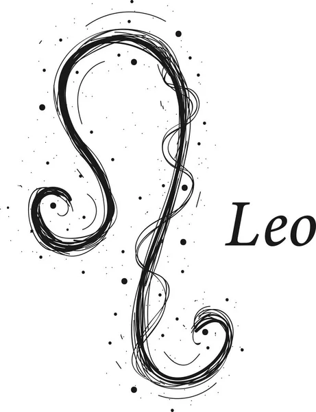 Leo signo astrología, horóscopo dibujado a mano — Archivo Imágenes Vectoriales