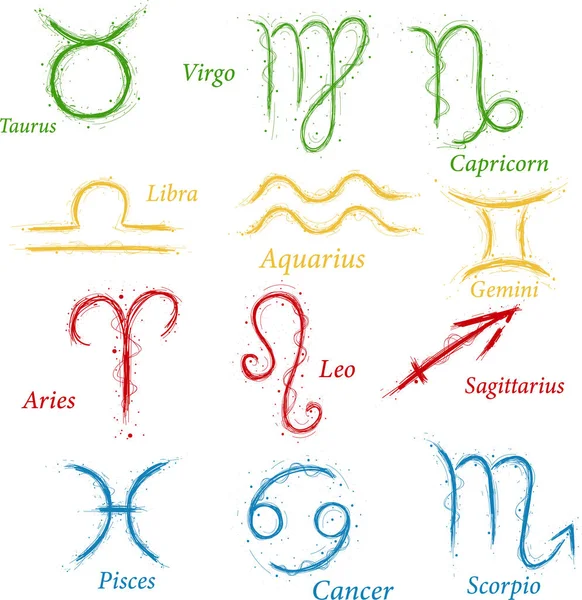 Constellations collection de 12 signes du zodiaque — Image vectorielle