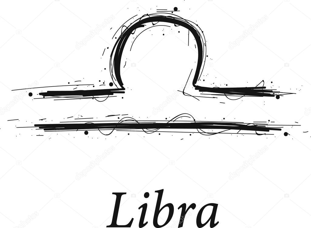 Libra astrology sign, hand drawn horoscope