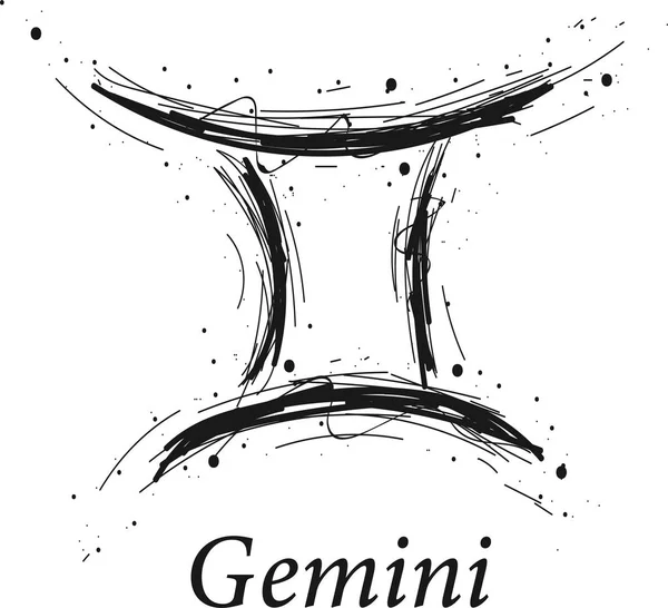 Gemini Astrologie Zeichen, handgezeichnetes Horoskop — Stockvektor