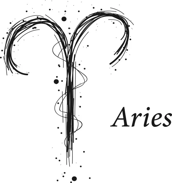 Aries signo astrologia, mão desenhada horóscopo —  Vetores de Stock