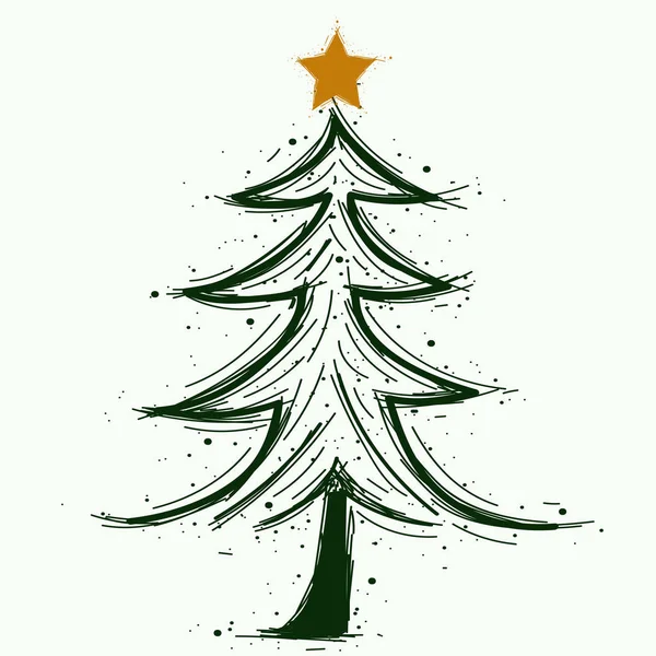 Hand getekend kerstboom vector symbool of logo — Stockvector