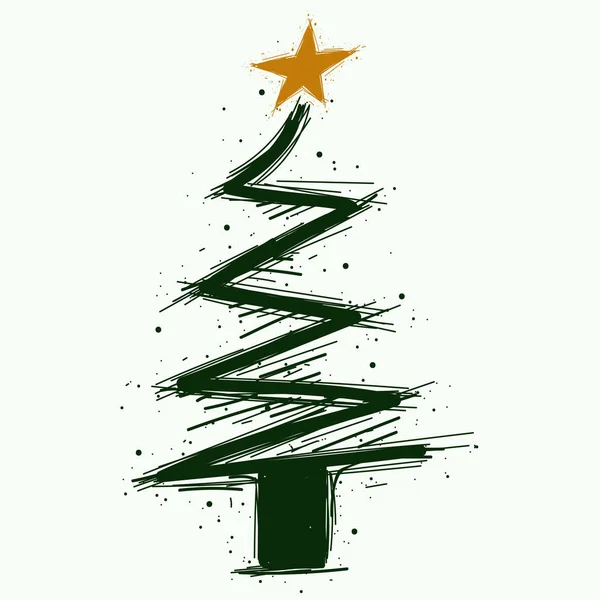 Handgezeichnetes Weihnachtsbaum-Vektorsymbol oder Logo — Stockvektor