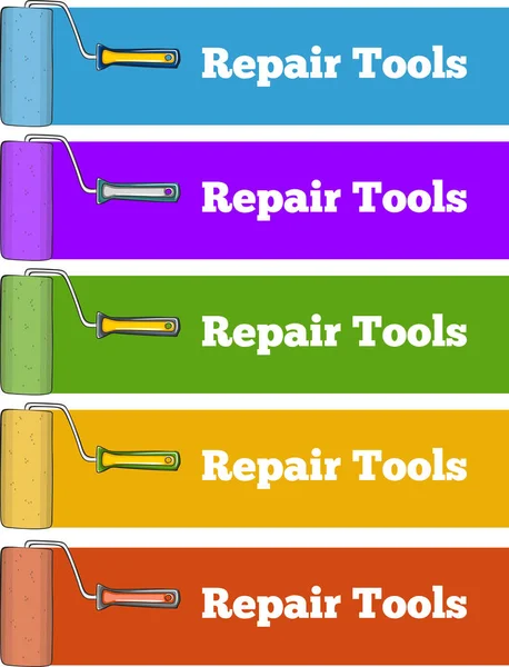 五颜六色的横幅与油漆辊集合 — 图库矢量图片