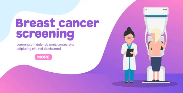 Banner προσυμπτωματικού ελέγχου του καρκίνου μαστού — Διανυσματικό Αρχείο