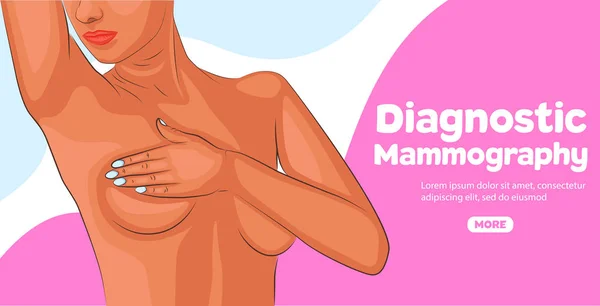 Diagnostické mamografie nápis — Stockový vektor