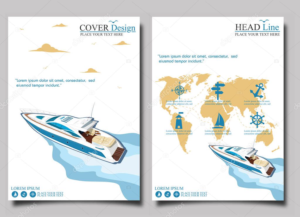 Top view speed boat on water poster