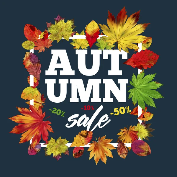 Renkli mevsimlik sonbahar yaprakları ile satış Banner