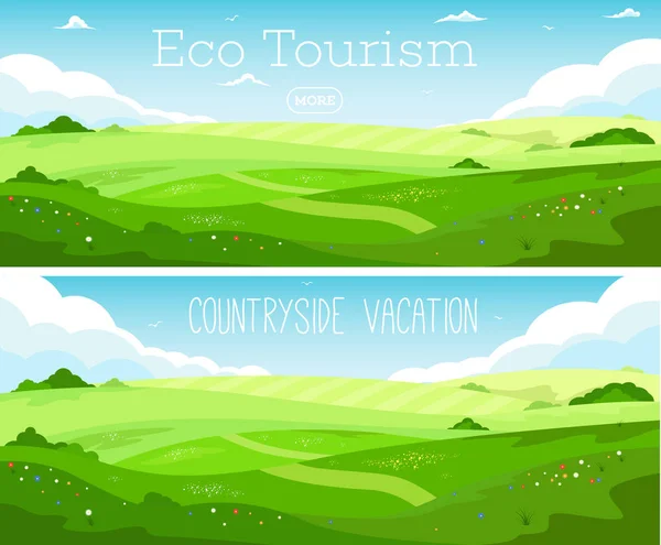 Écotourisme et vacances à la campagne — Image vectorielle