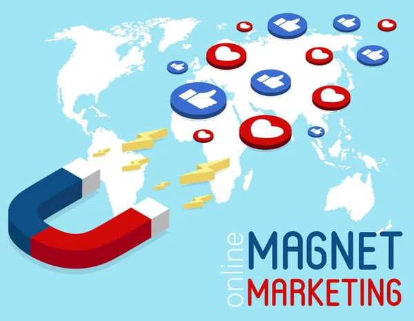 Magnet marketing banner in isometric style