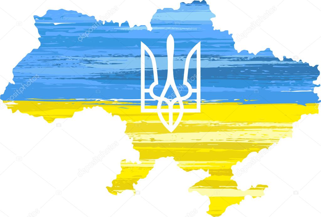 Ukraine flag with paint brush strokes