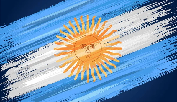 Bandeira argentina com pinceladas de pincel — Vetor de Stock