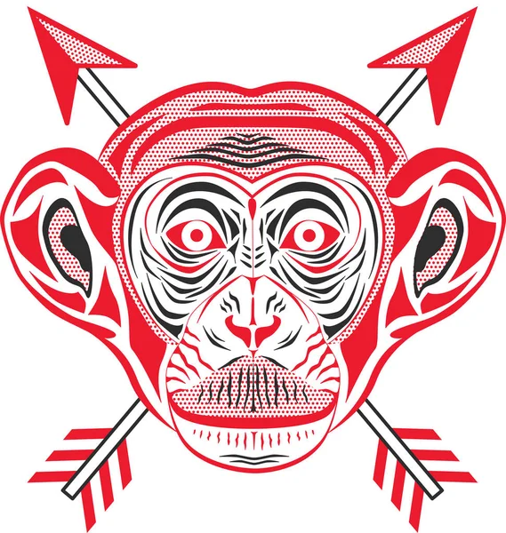 Šimpanzí hlava v popové umělecké stylu — Stockový vektor