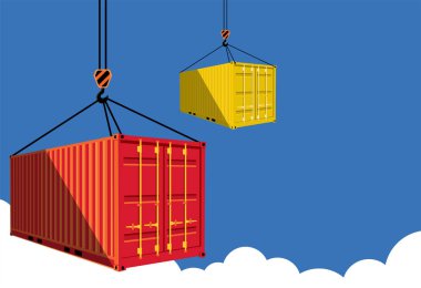 Shipping container on blue sky clipart