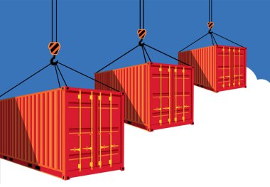 Mavi gökyüzünde nakliye konteyner