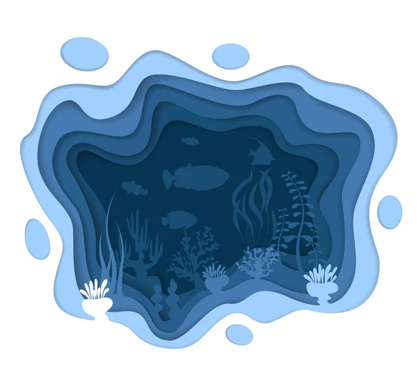 Onderwaterwereld ontwerp met koraalriffen vissen — Stockvector