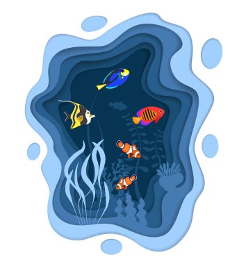 Mercan resif balıklar ile sualtı dünya tasarımı