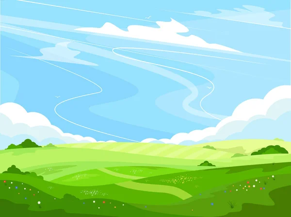 Paysage rural avec collines verdoyantes — Image vectorielle