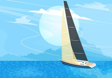 Sailing ship banner in cartoon style clipart