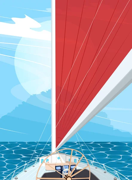 Velero con cartel de vela roja — Archivo Imágenes Vectoriales