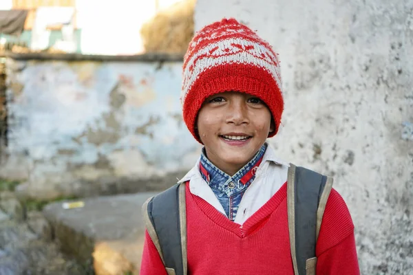 Almora Uttrakhand India May 2020 Portrait Young Kid Smiling Wearing — Stock Photo, Image