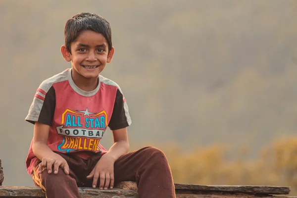 Almora Uttrakhand India May 2020 Travel Portrait Young Kid Smiling — Stock Photo, Image