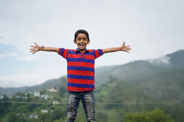 Portrait Indian Pahadi Kid Who Belongs Mountains Freedom Joy — Stock Photo, Image