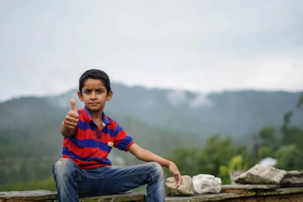 Portrait Indian Pahadi Kid Who Belongs Mountains — Stock Photo, Image
