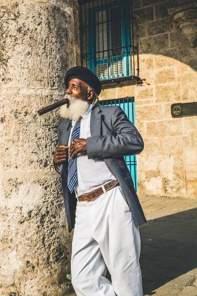 Havana Cuba 2015 Afro Cuban Old Man Long White Beard — Stock Photo, Image