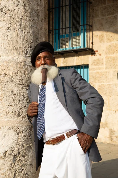 Havana Cuba 2015 Afro Cuban Old Man Long White Beard — Stock Photo, Image