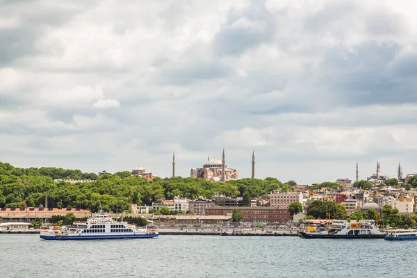 Foto Panorámica Del Casco Antiguo Estambul Mezquita Santa Sofía Ayasofya — Foto de Stock